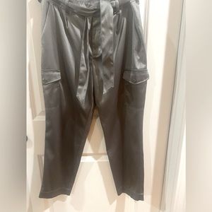 White House Black Market grey satin cargo pants. 6 short.